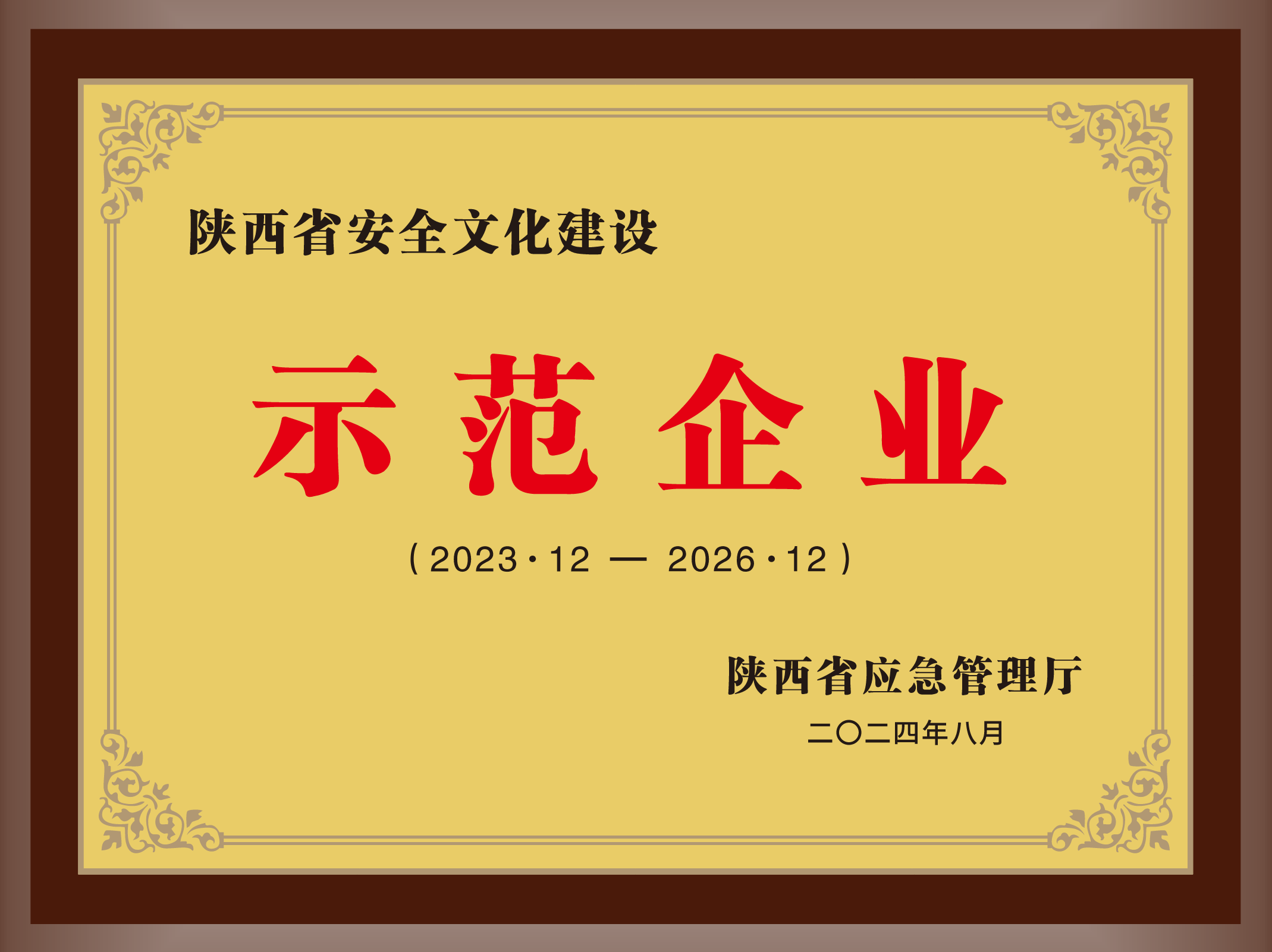 43.2024年，被陕西省应急治理厅授予陕西省清静文化建设树模企业；.png